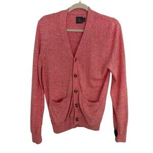 Hawkings McGill 100% Cotton Cardigan Sweater Men's Size Small Heathered Salmon